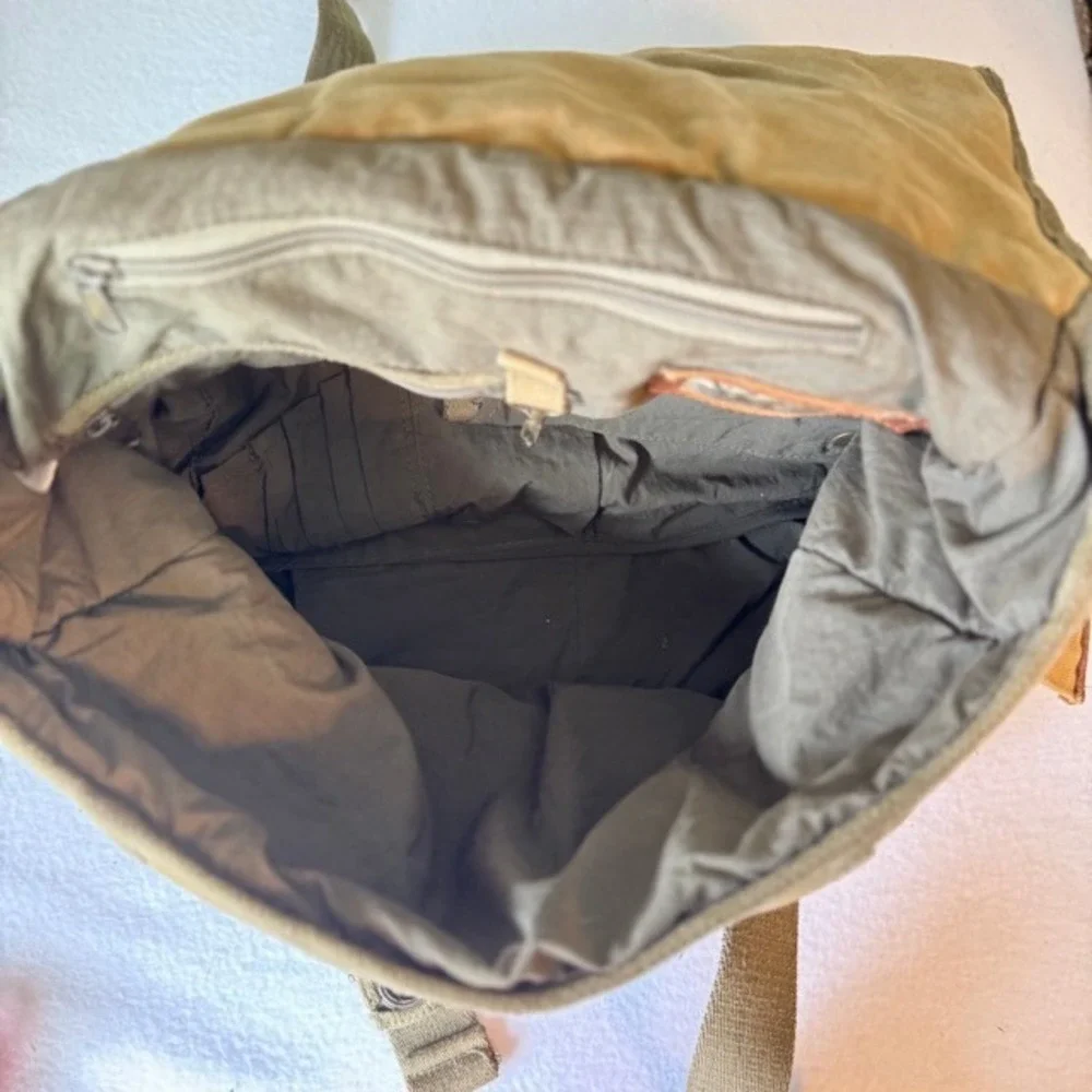 A. Kurtz Maplewood Courier Backpack leather Canvas Paratrooper Khaki Cotton Tan